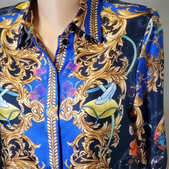 Button Down Shirt Versace X Disney Cinderella Silk Authentic Limited Edition - Picture 5 of 16